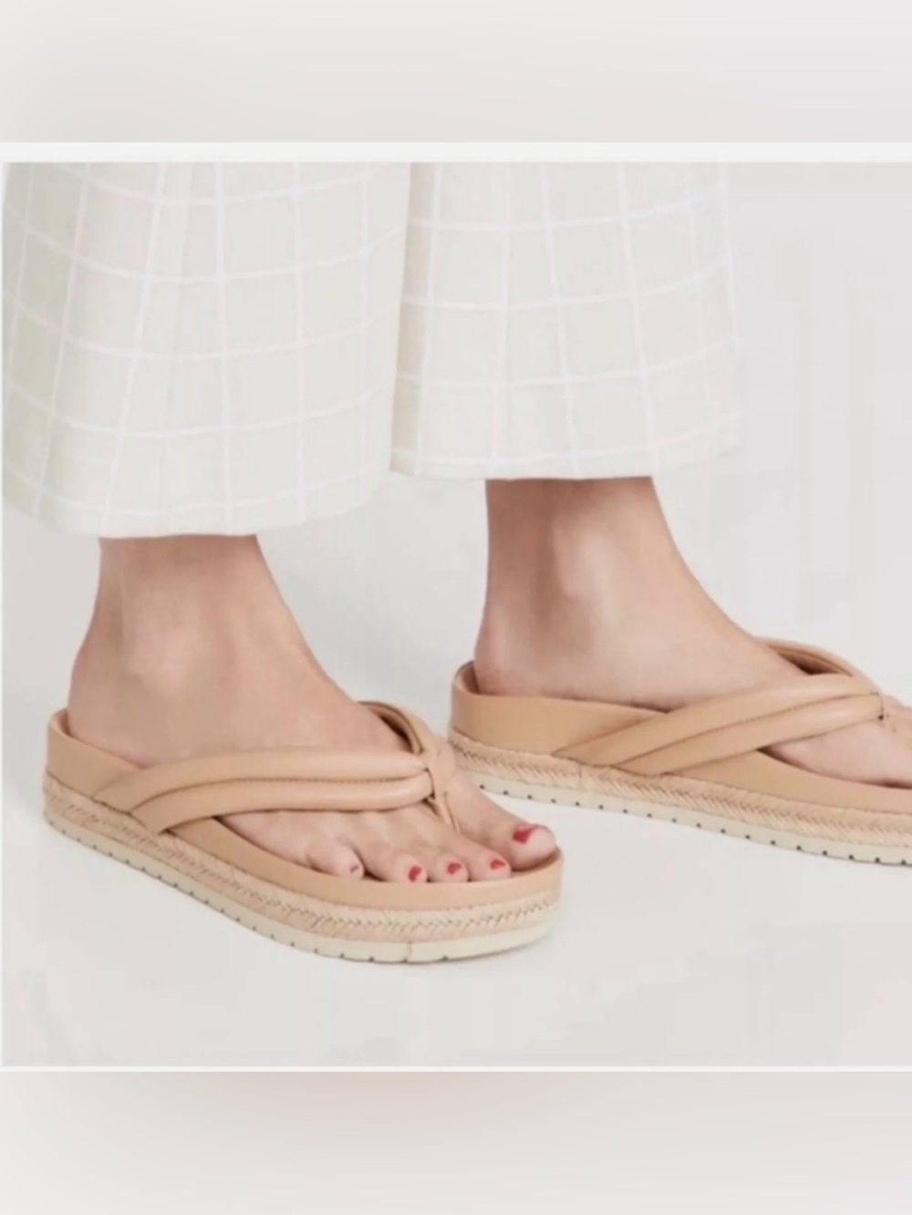 Vince Women's Forest Platform Espadrille Thong Sandals in Cappuccino size 8.5